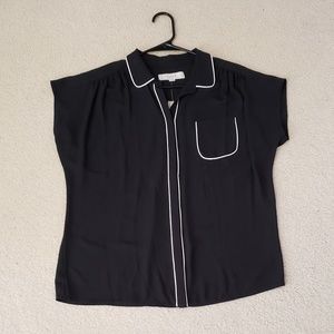 Loft Hidden Button Down Pocket Top